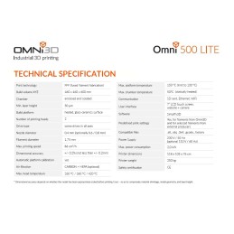 Stampante 3D professionale 2022 per l'industria ingegneristica e l'automotive Omni3D Omni 500 Lite caratteristiche tecniche