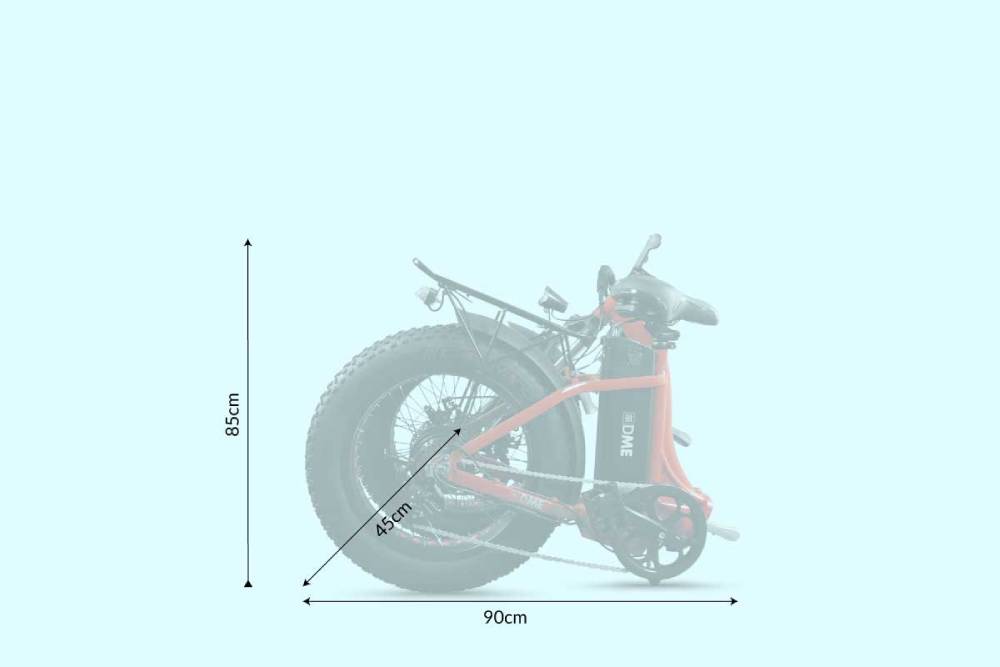 Dimensioni bicicletta elettrica pieghevole pedalata assistita Fatbike 20" 250W 10Ah DME Uragano richiusa
